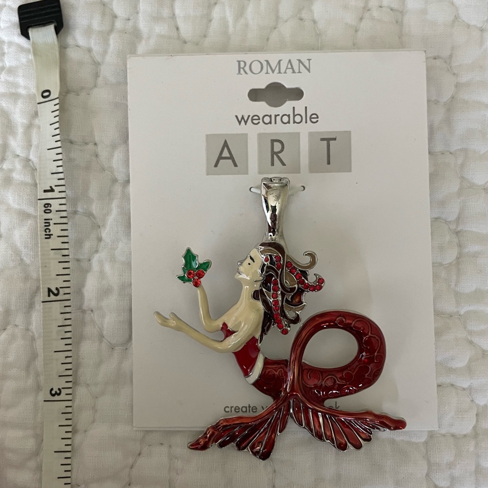 Wearable Art Christmas Mermaid Necklace Pendant - Picture 4 of 4